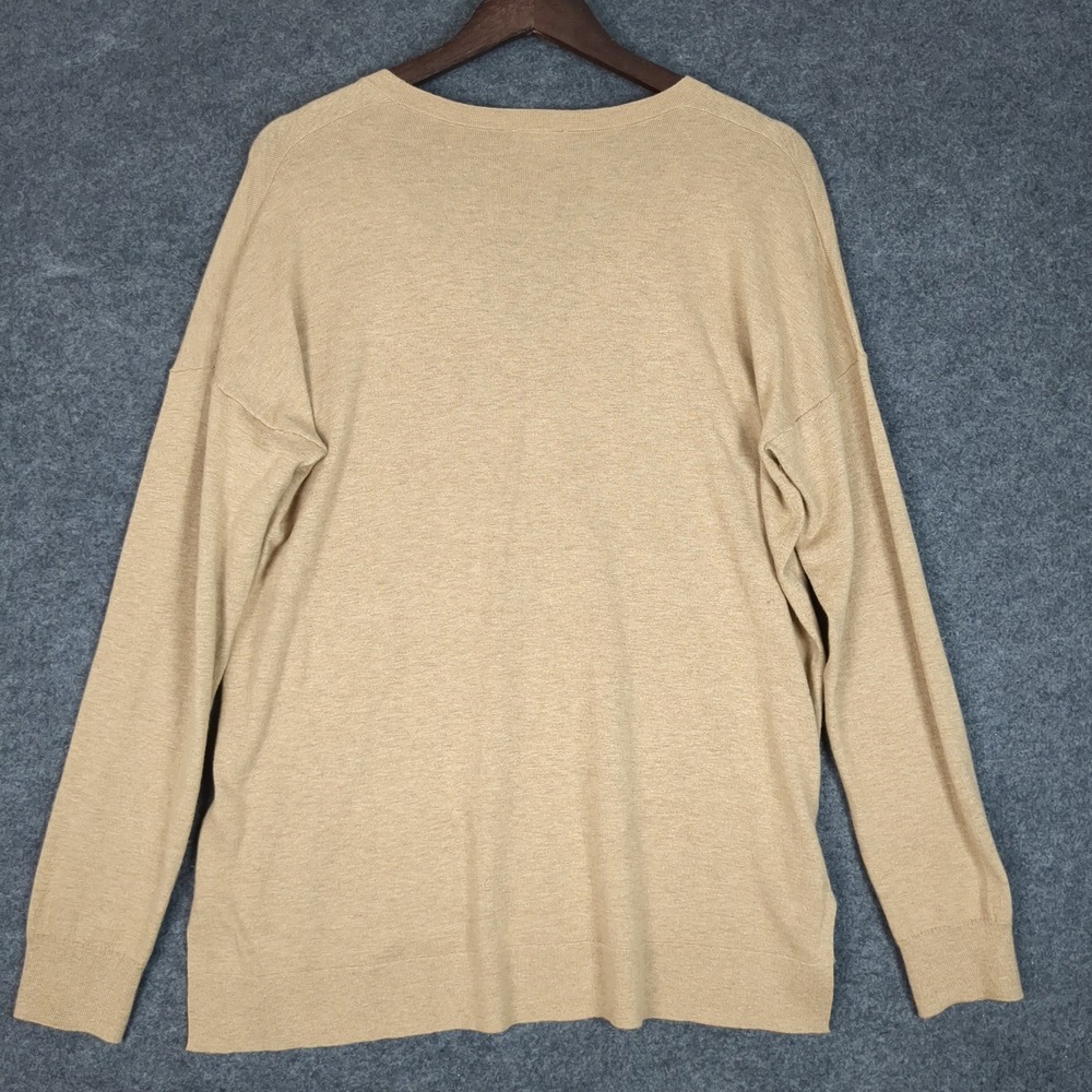 Gap Womens Tan Beige Silk Blend V-Neck Pullover Sweater Size M Drop Shoulder - Picture 7 of 11